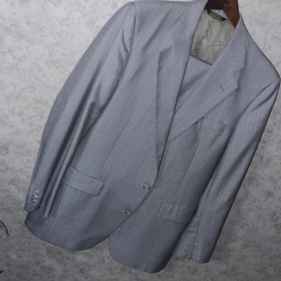 John Weitz by Palm Beach Grey Pinstripe Vintage Suit...